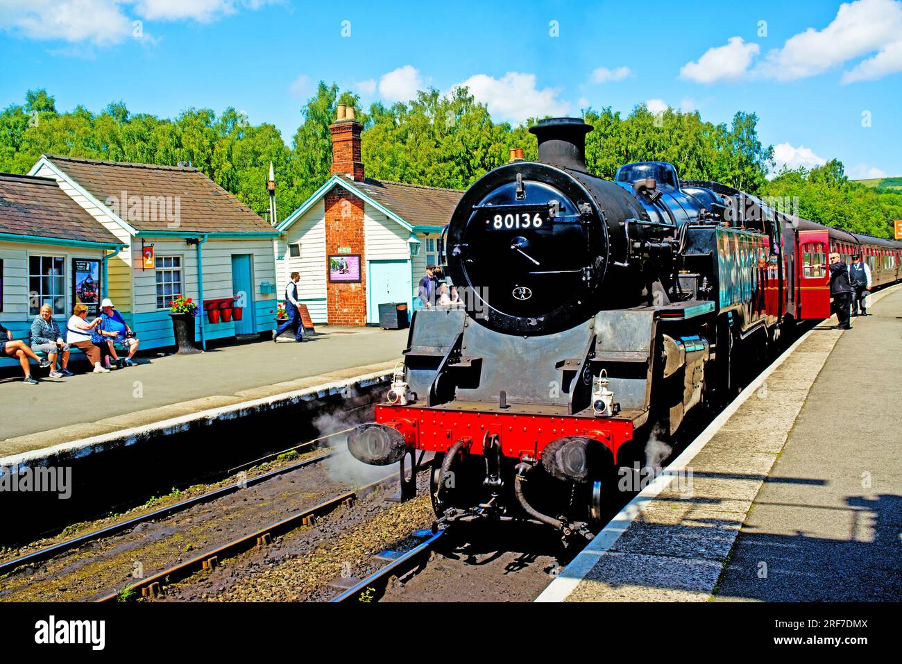 Standard Tank No 80136 at Grosmont Railway Station, North Yorkshire Moors Railway, England Stock Photo