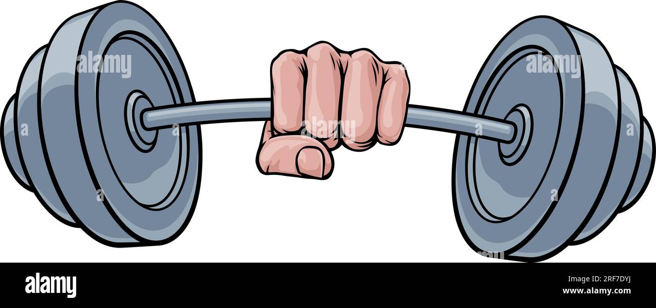 Weight Lifting Fist Hand Holding Barbell Concept Stock Vector