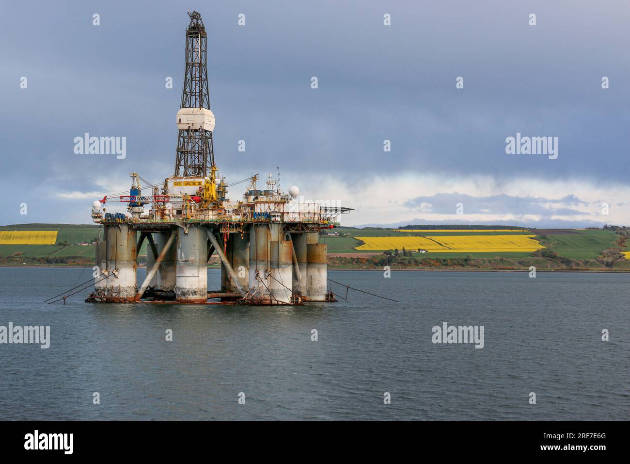 Harsh environment jack-up rig GSF Arctic III, Offshore oil drilling platform, North Sea fields, semi-submersible rigs, fossil fuels extraction Stock Photo