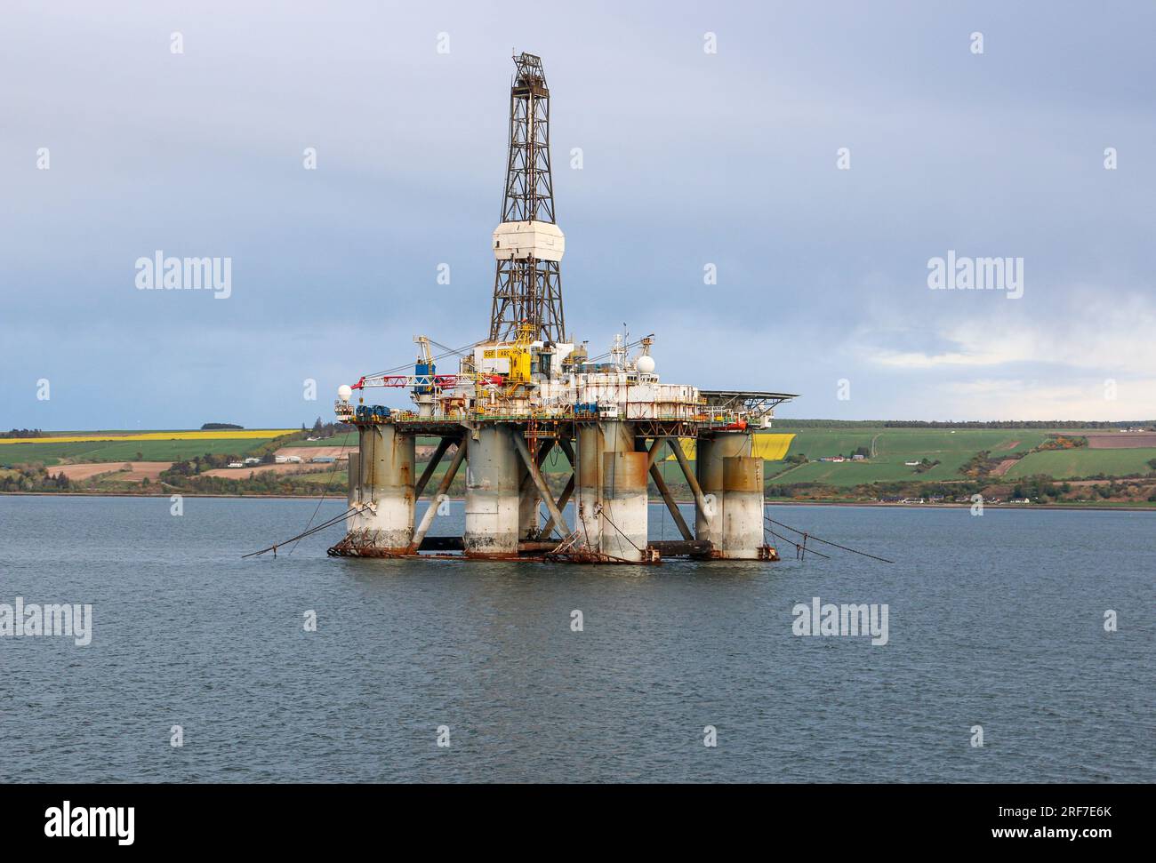 Harsh environment jack-up rig GSF Arctic III, Offshore oil drilling platform, North Sea fields, semi-submersible rigs, fossil fuels extraction Stock Photo