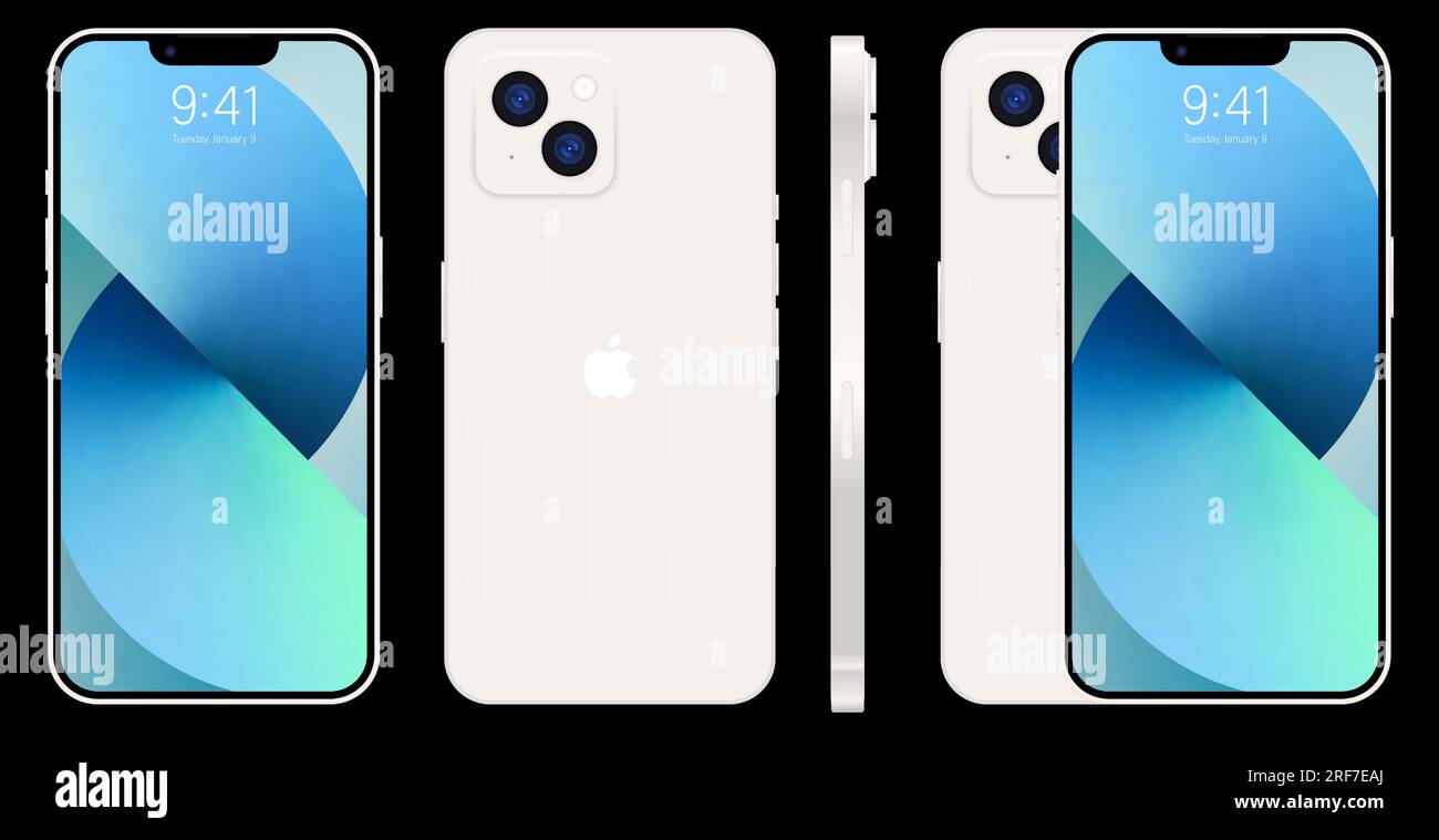 New iPhone 14 pro, pro max Deep white color by Apple Inc. Mockup