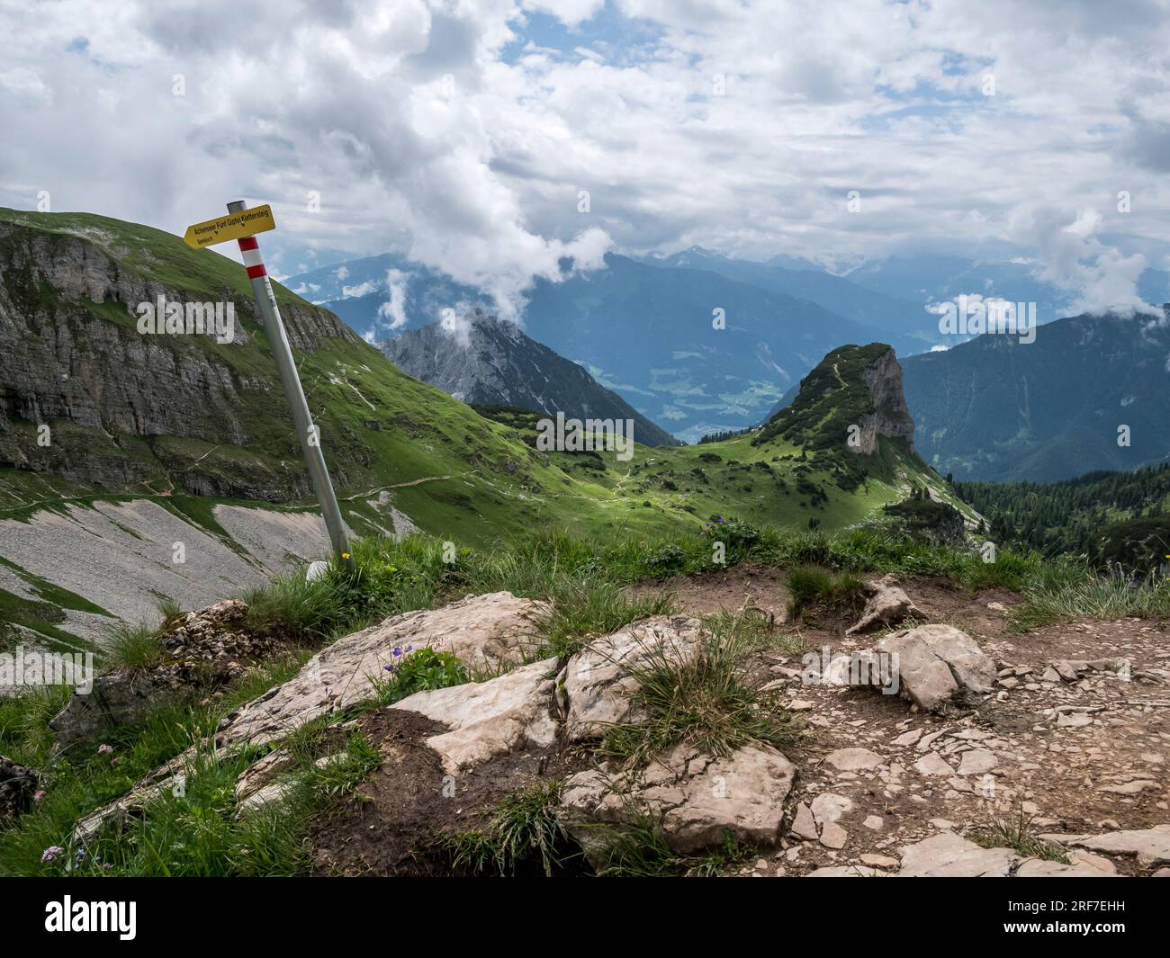 Rofan Api Rugged scenery in the Rofan mountains above the village of Maurach on ...