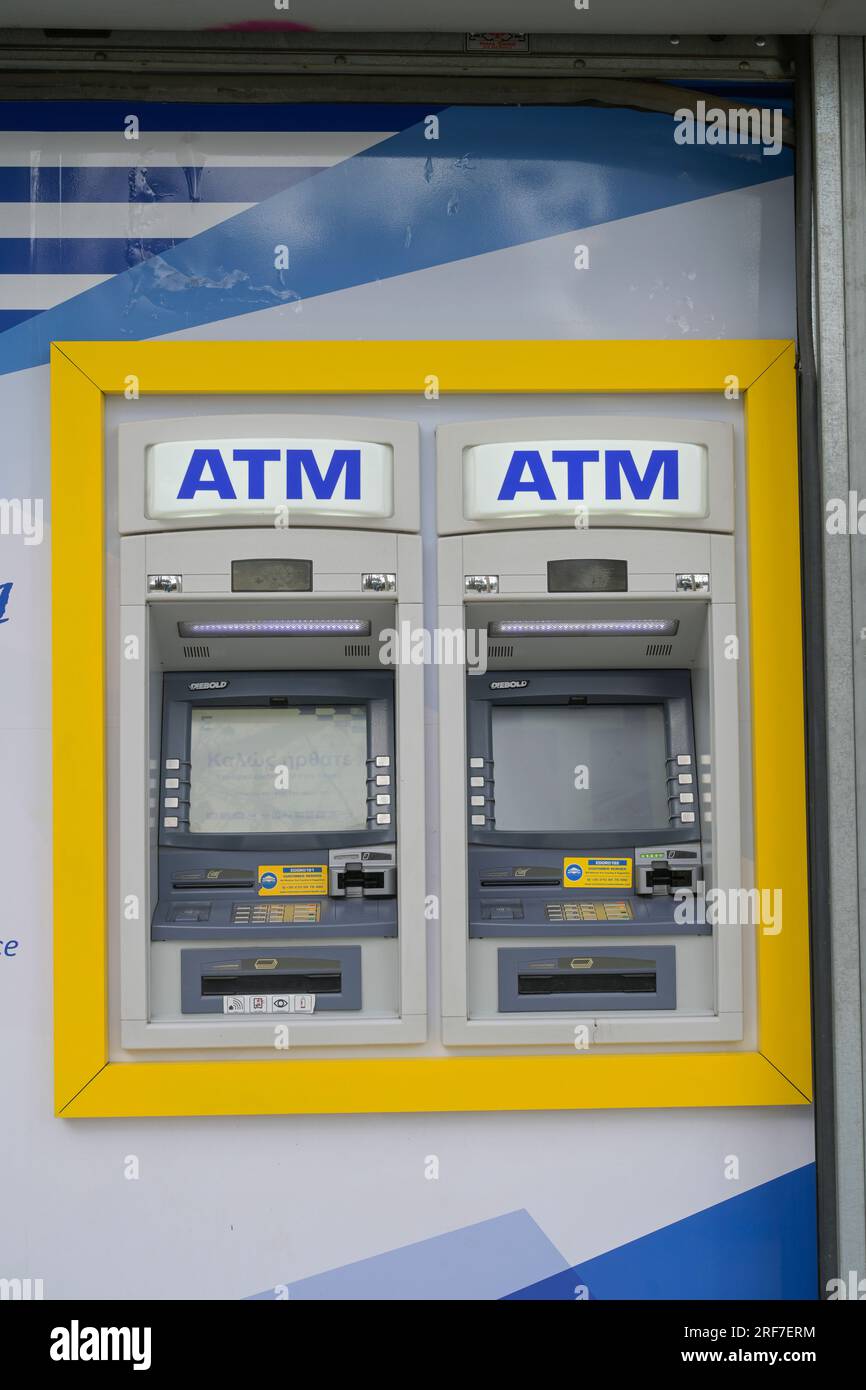 Geldautomat ATM, Athen, Griechenland Stock Photo Alamy