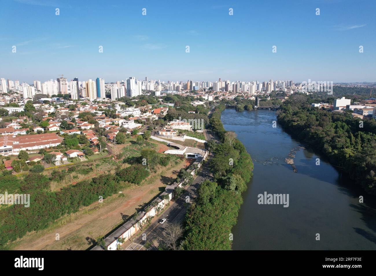 Piracicaba river at the city of same name. High quality photo Stock