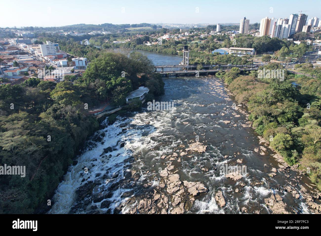 Piracicaba river waterfall at the city of same name Stock Photo Alamy