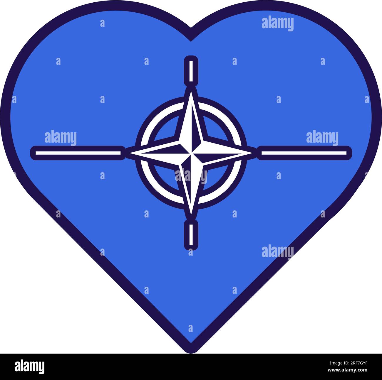 Patriot heart in national NATO flag colors. Festive element, attributes of NATO Independence Day. Cartoon vector icon in national colors of country fl Stock Vector