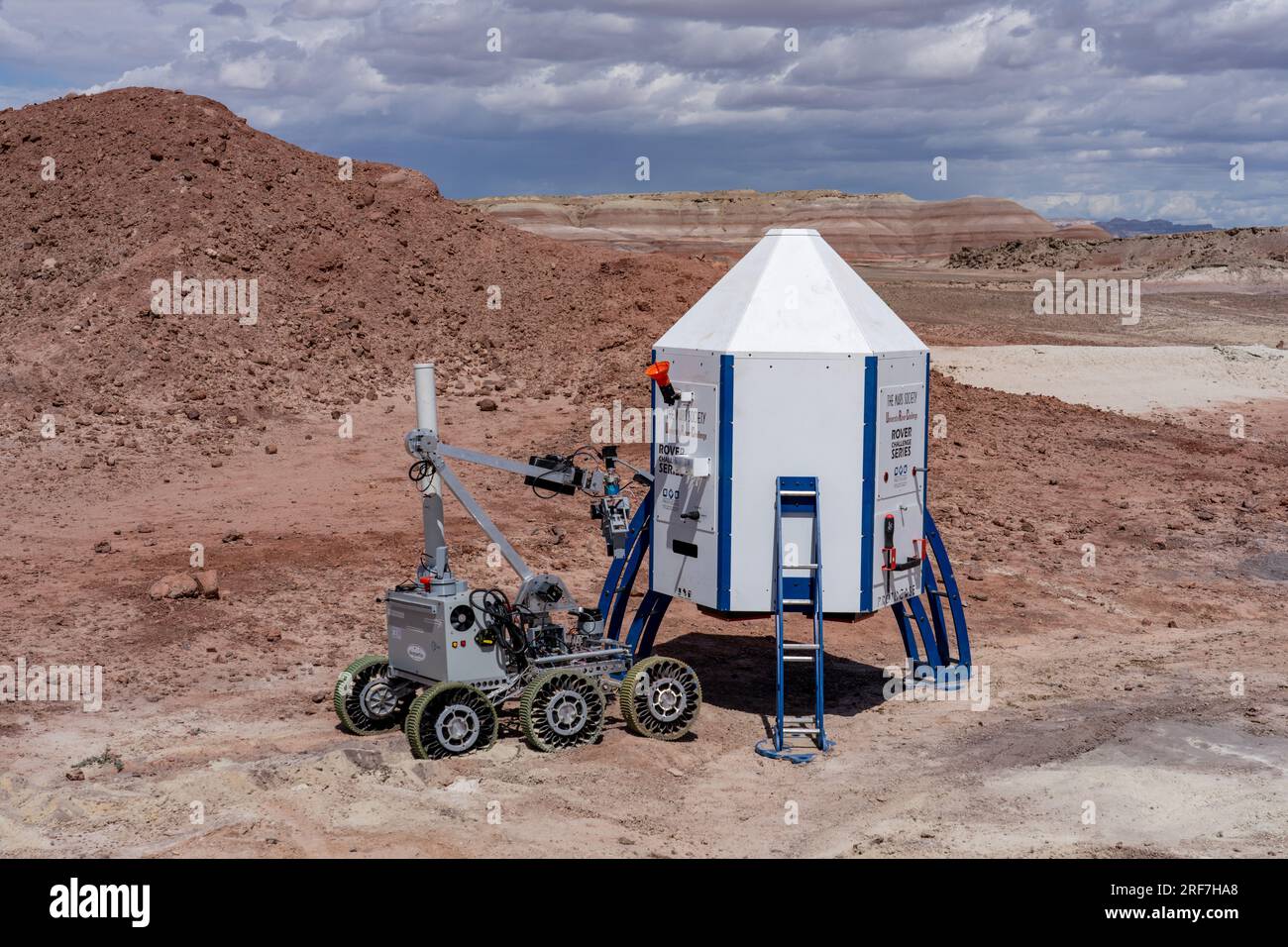 The Binghamton University Mars Rover approaches the Mars Lander in the