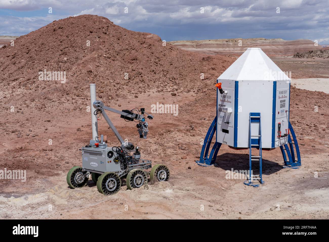 The Binghamton University Mars Rover approaches the Mars Lander in the
