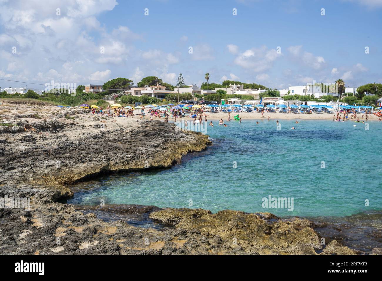 Beach in Torre Santa Sabina, Carovigno, Apulia, Italy, Europe Stock Photo