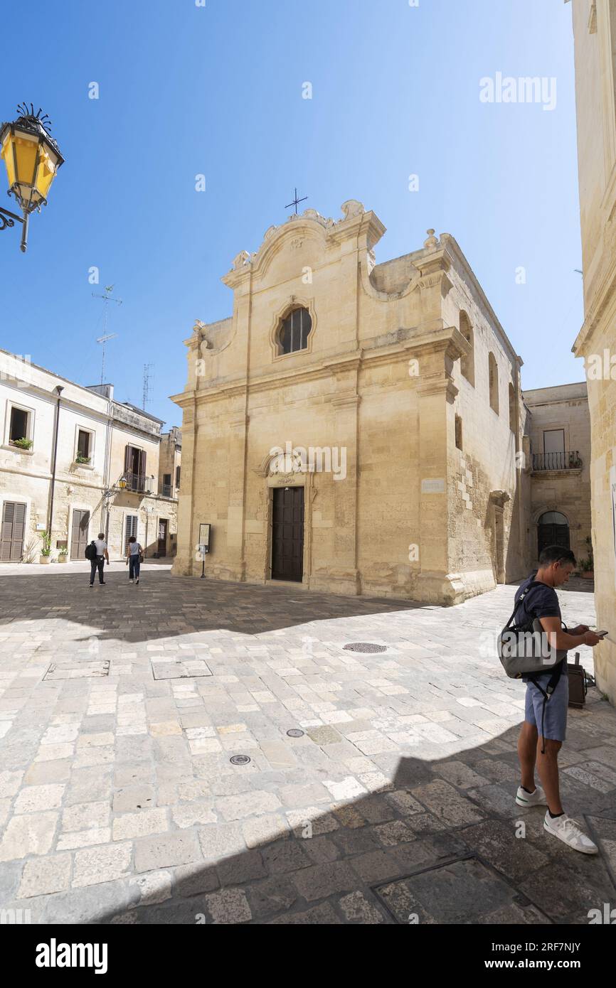Greek church square, Church of San Niccolo dei Greci, Lecce, Apulia, Italy, Europe Stock Photo