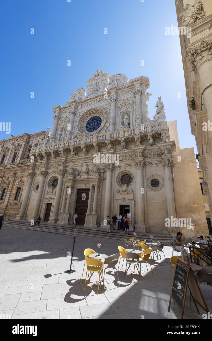 Via Umberto I° street, Basilica of Santa Croce church, Lecce, Apulia, Italy, Europe Stock Photo