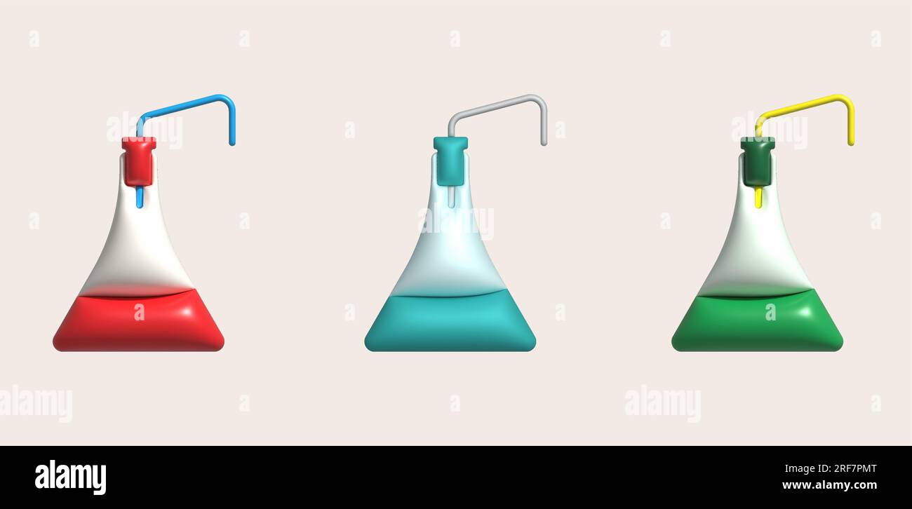 3D icon. Isolated flask or flask for chemistry. Laboratory glassware ...