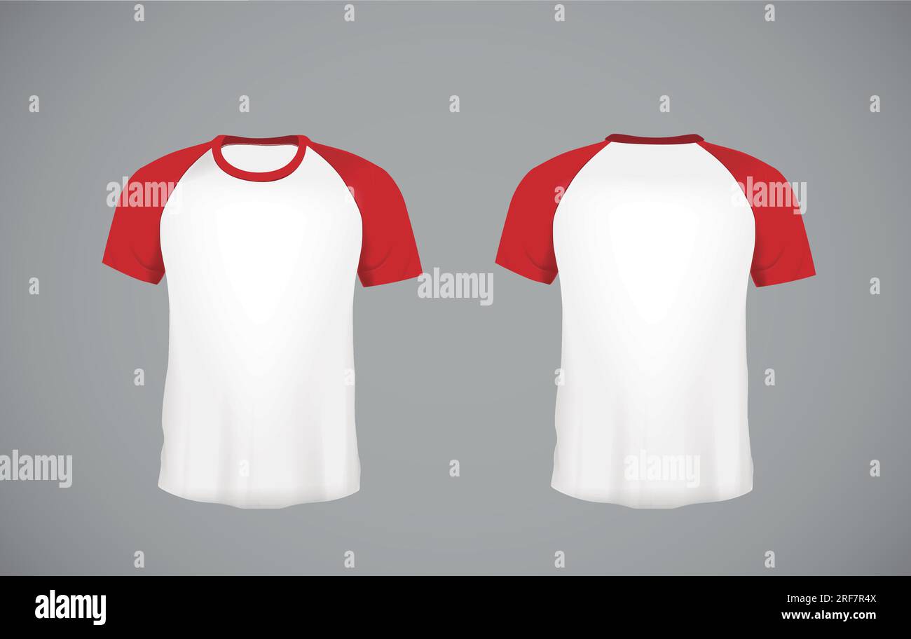 Men's slim-fitting short sleeve baseball shirt. Red Mock-up design template  for branding Stock Vector Image & Art - Alamy