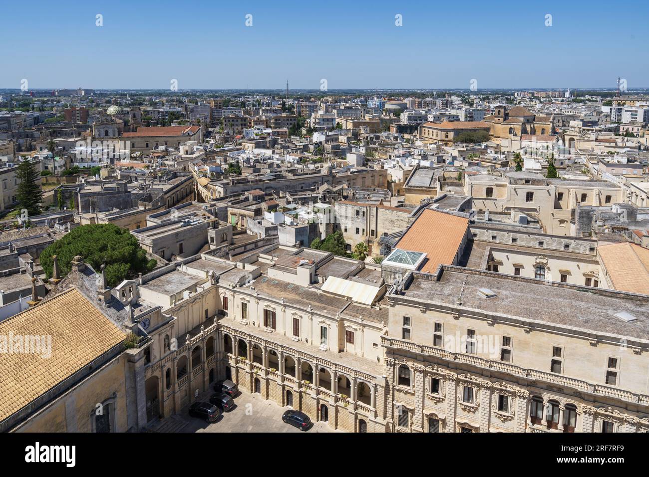 View of Lecce from the bell tower of the cathedral, Apulia, Italy, Europe Stock Photo