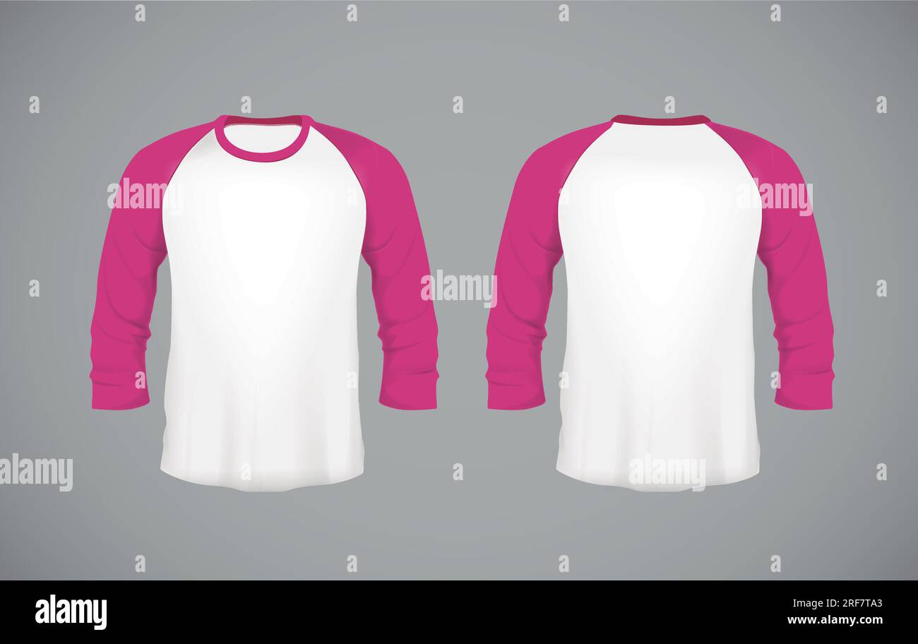 Men's slimfitting long sleeve baseball shirt. Pink Mockup design