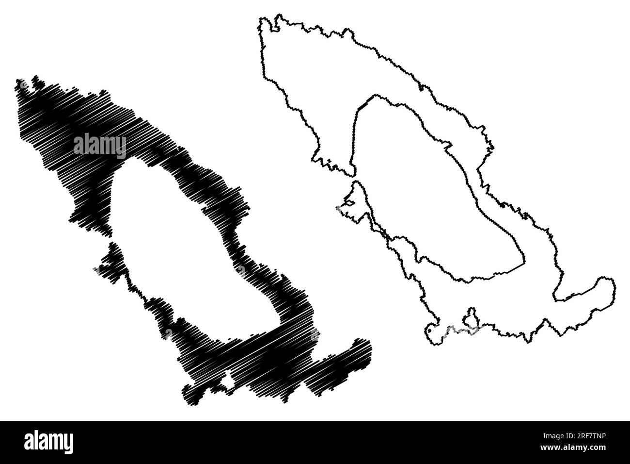 Lake Toba (Republic of Indonesia, Sumatra) map vector illustration, scribble sketch Danau Toba map Stock Vector