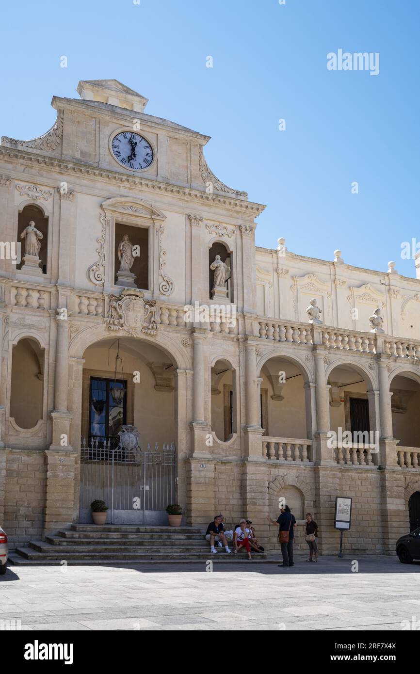 Piazza del Duomo square, Palazzo Arcivescovile palace, Lecce, Apulia, Italy, Europe Stock Photo