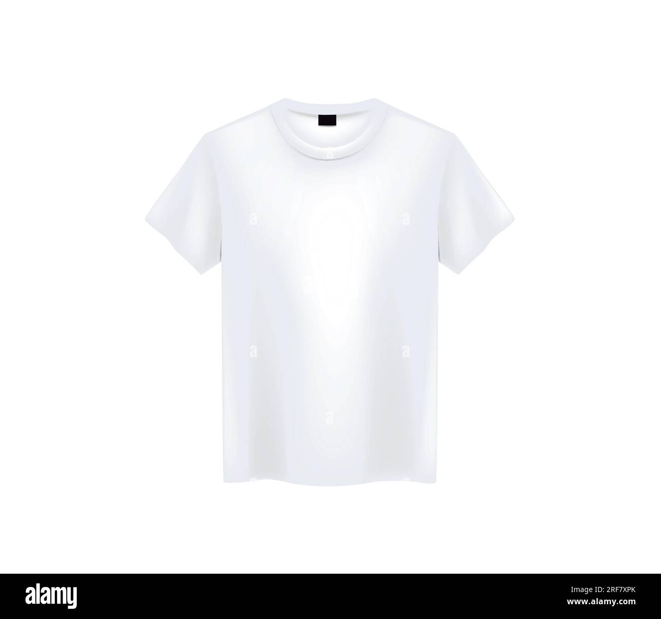 Front view of men's white t-shirt Mock-up on white background. Short sleeve T-shirt template on background. Stock Vector