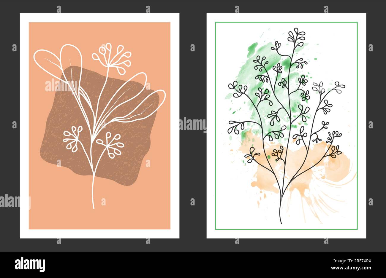 A set of hand-drawn paintings for interior design of premises ...