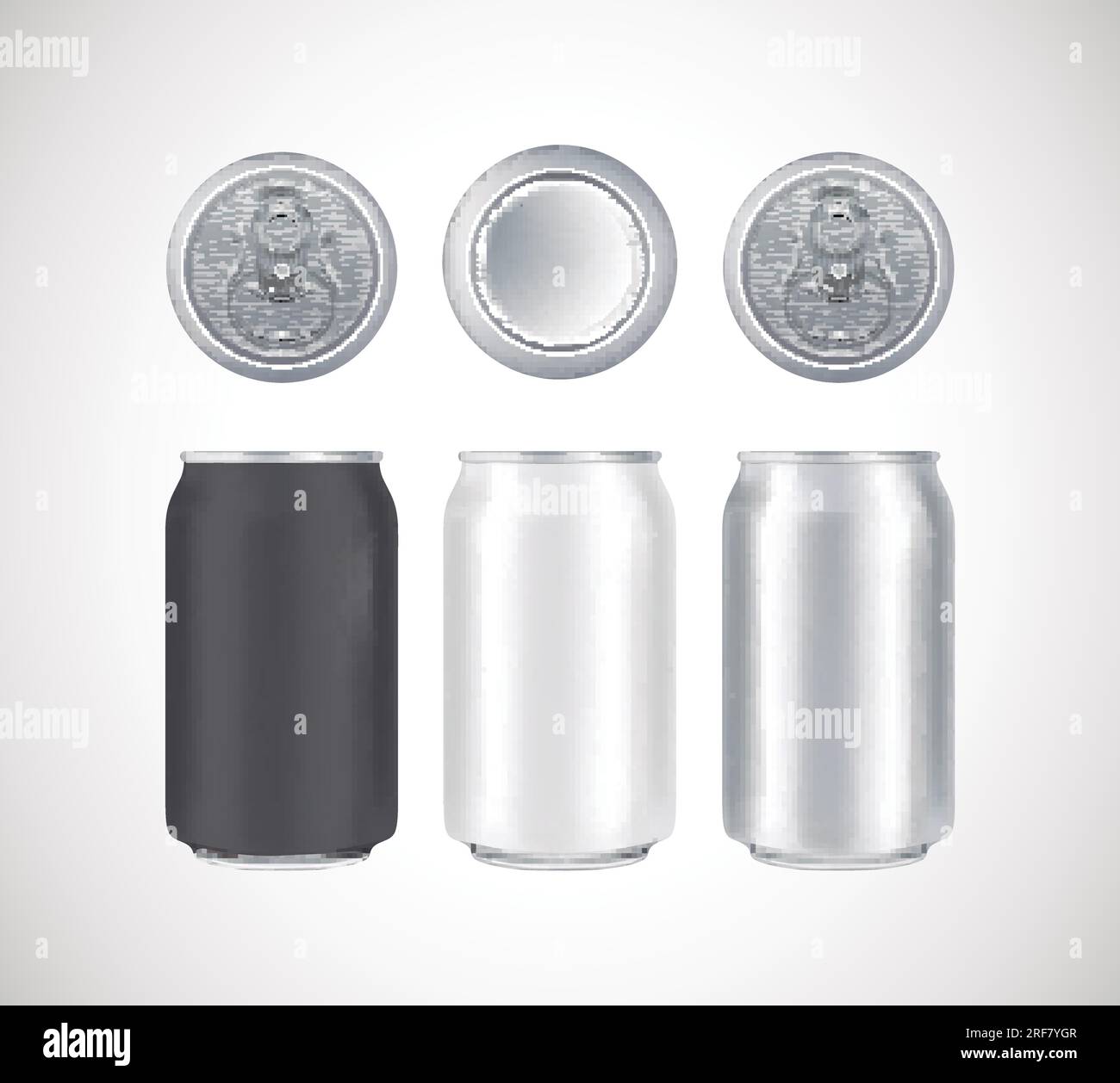 Aluminium beer pack metal black and white can front top and bottom