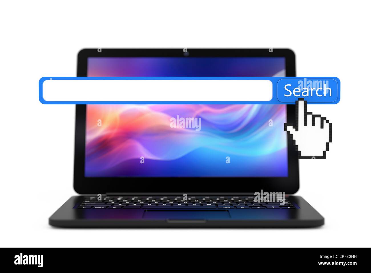 Modern Laptop with Internet Search Bar Engine Browser Window on a white ...