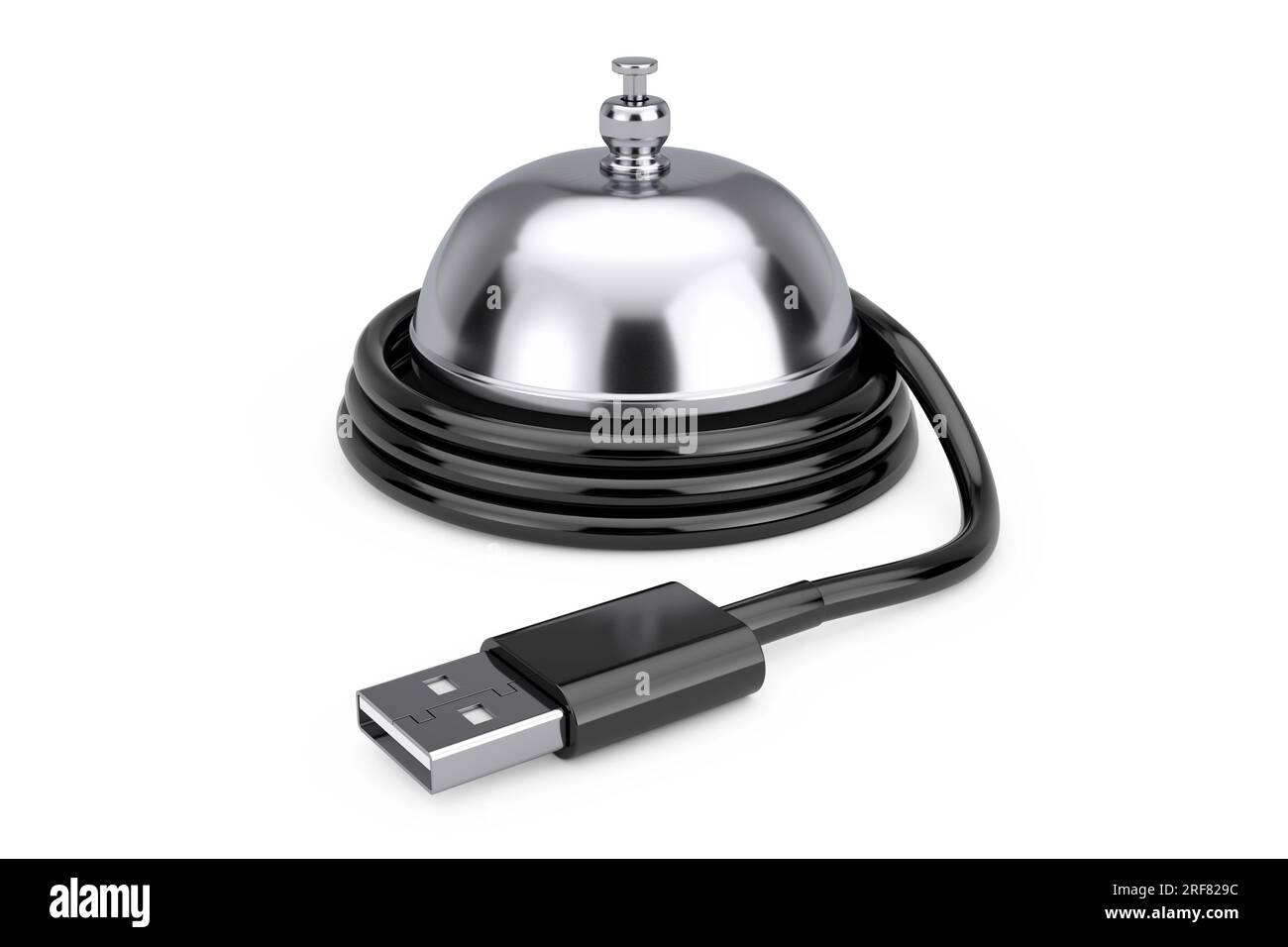 Service Ring Bell with USB Cable on a white background. 3d Rendering Stock Photo Alamy