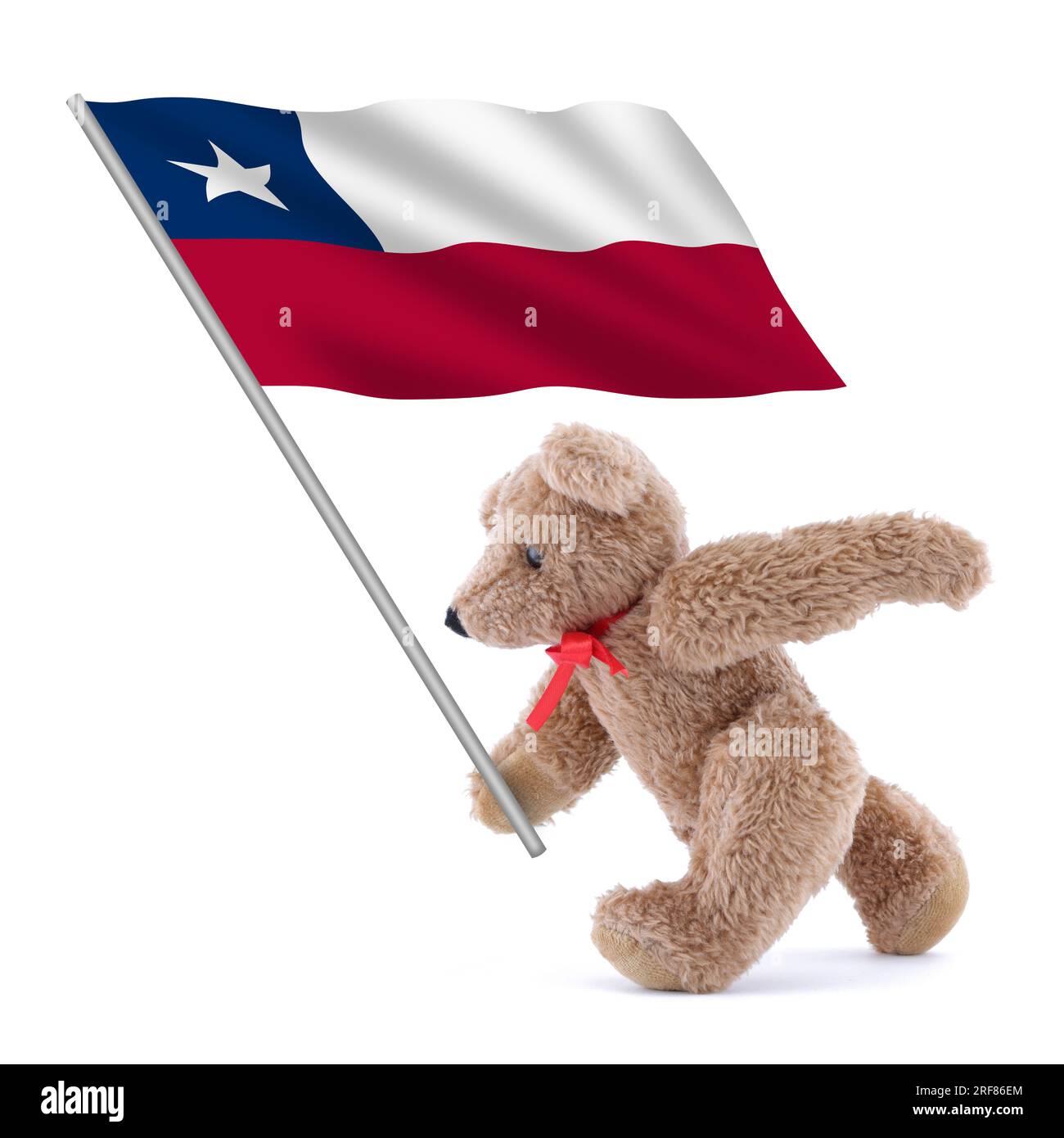 Chile flag being carried by a cute teddy bear Stock Photo