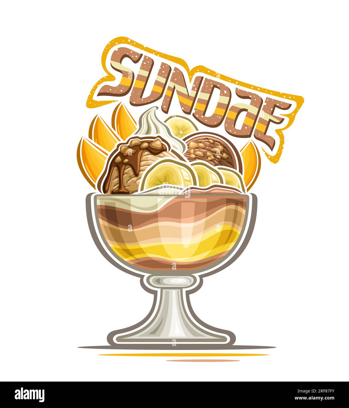 Vector logo for Sundae, decorative placard with illustration of sundae