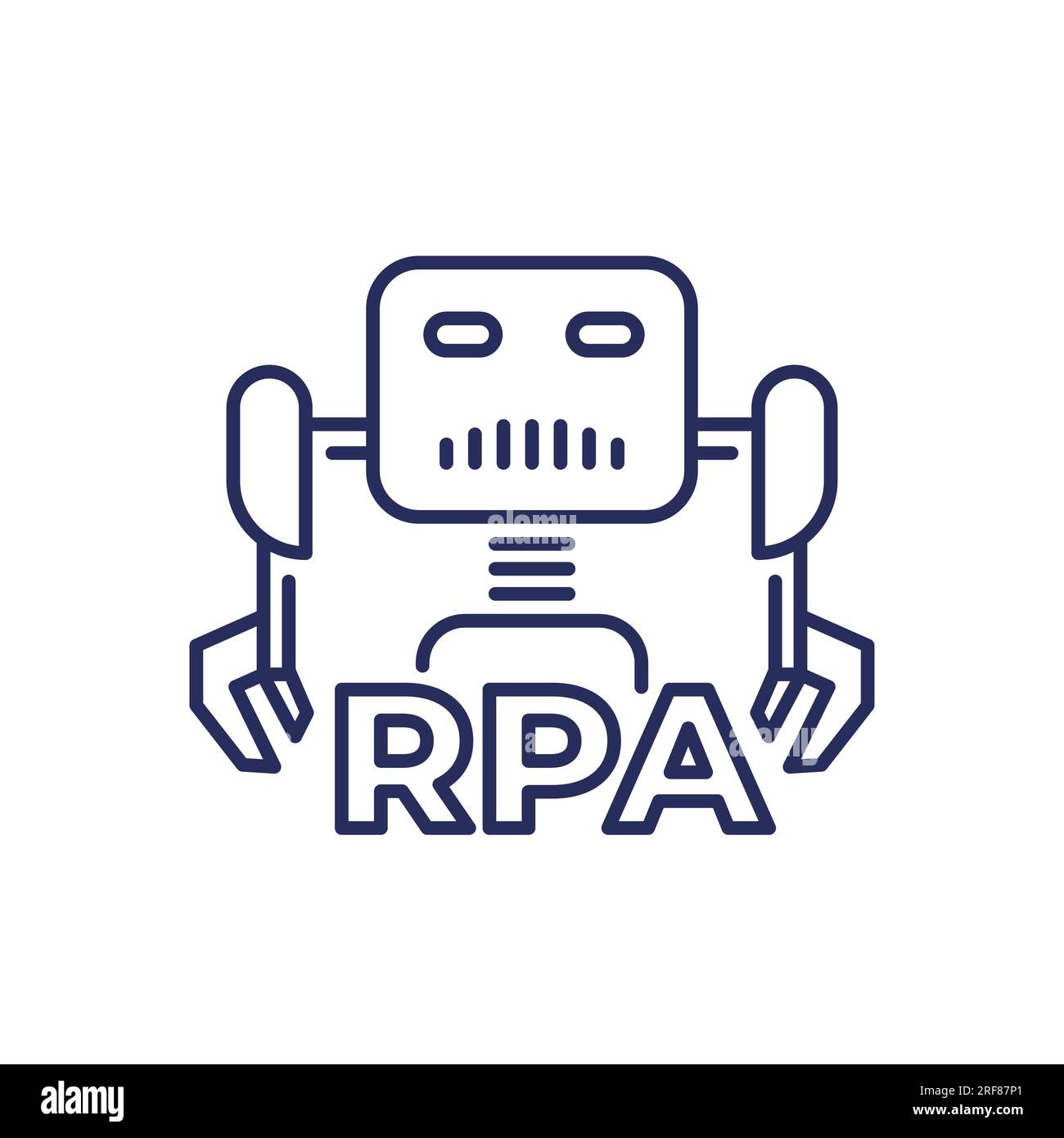 RPA bot line icon, Robotic process automation Stock Vector
