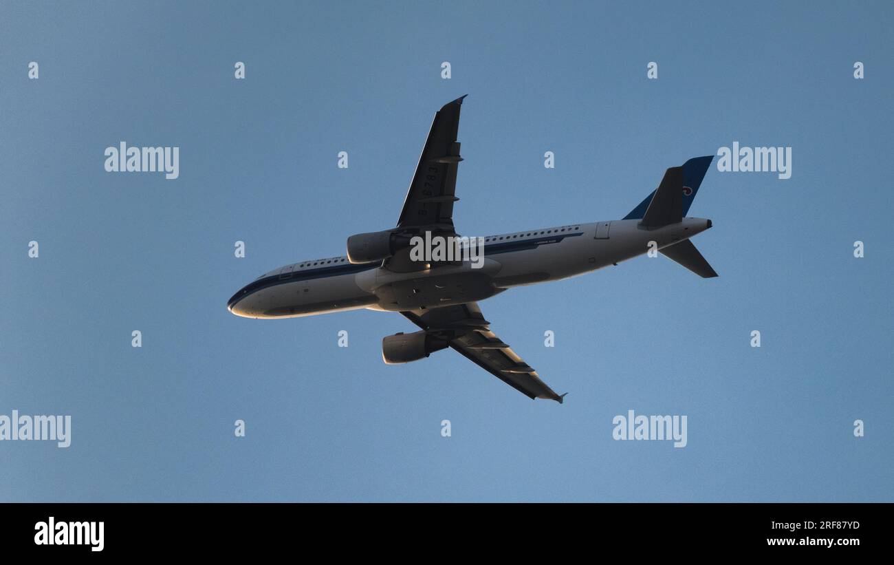 The China Southern Airlines A320 plane on a sunny day. Stock Photo