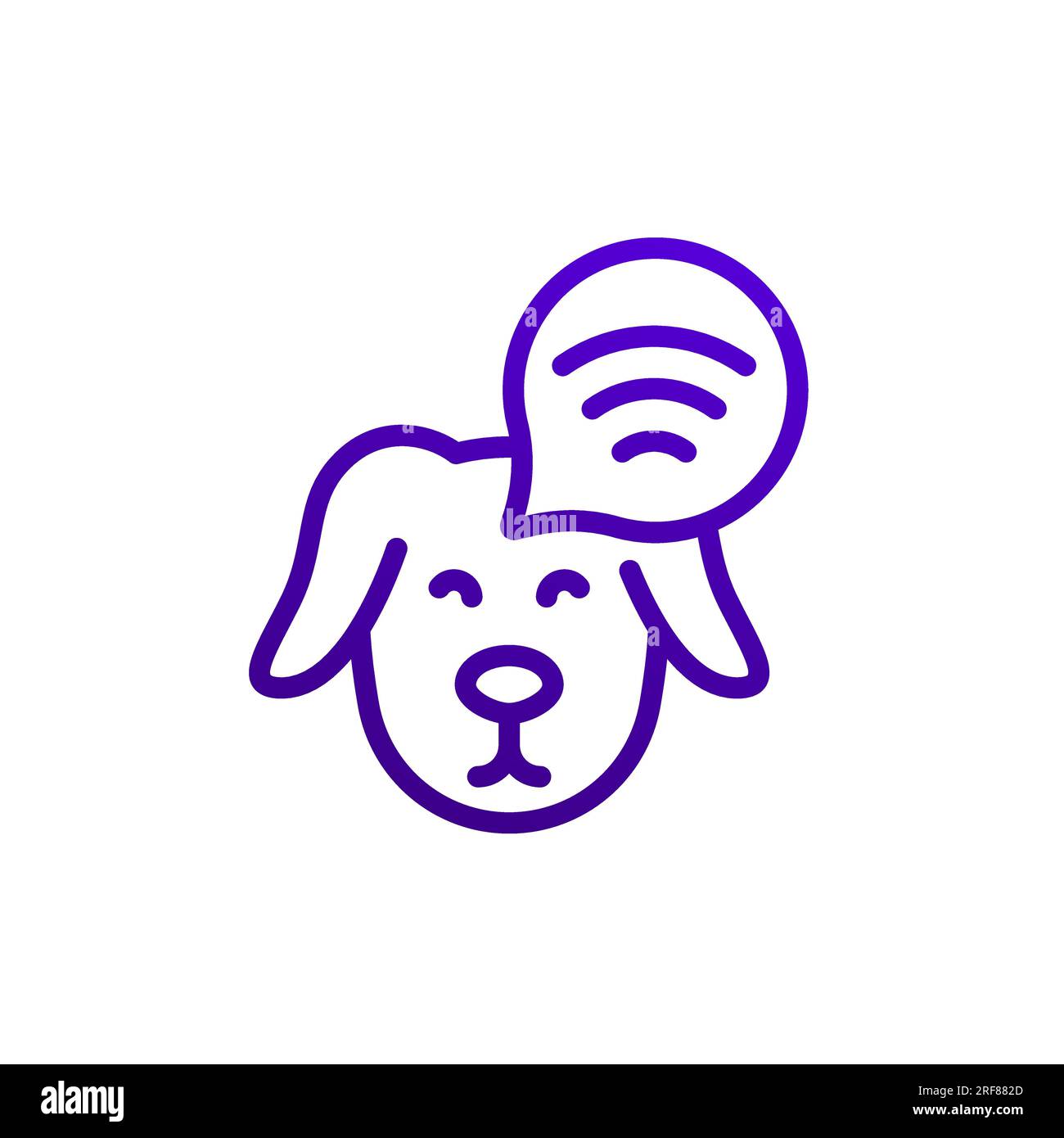 dog with microchip line icon on white Stock Vector