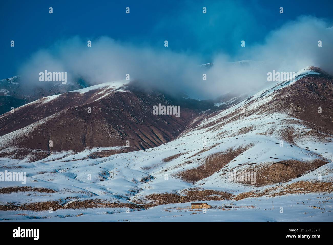 Mountains winter Kyrgyzstan landscape Stock Photo