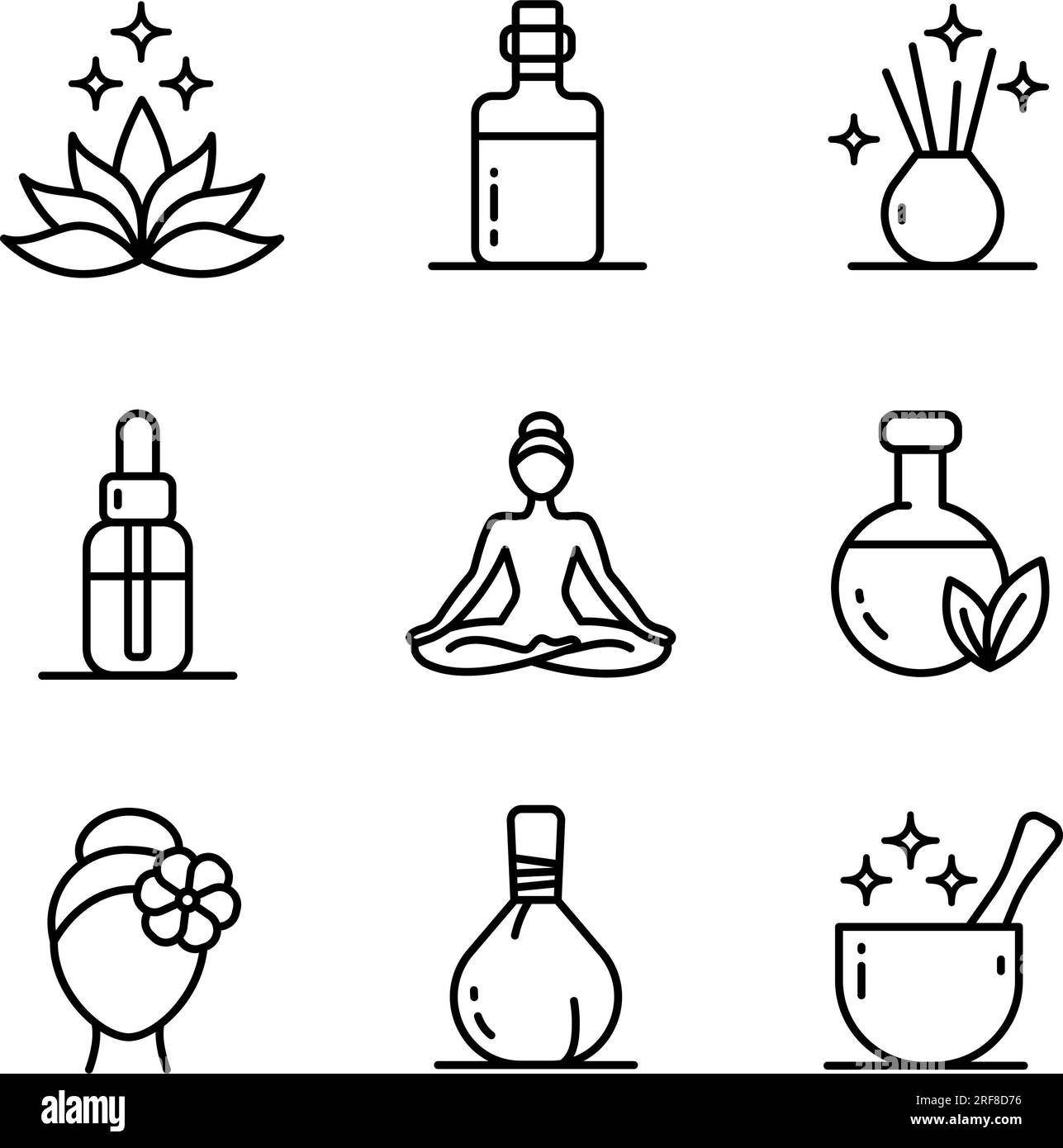 Ayurveda line icons set. Outline pictogram vector illustration