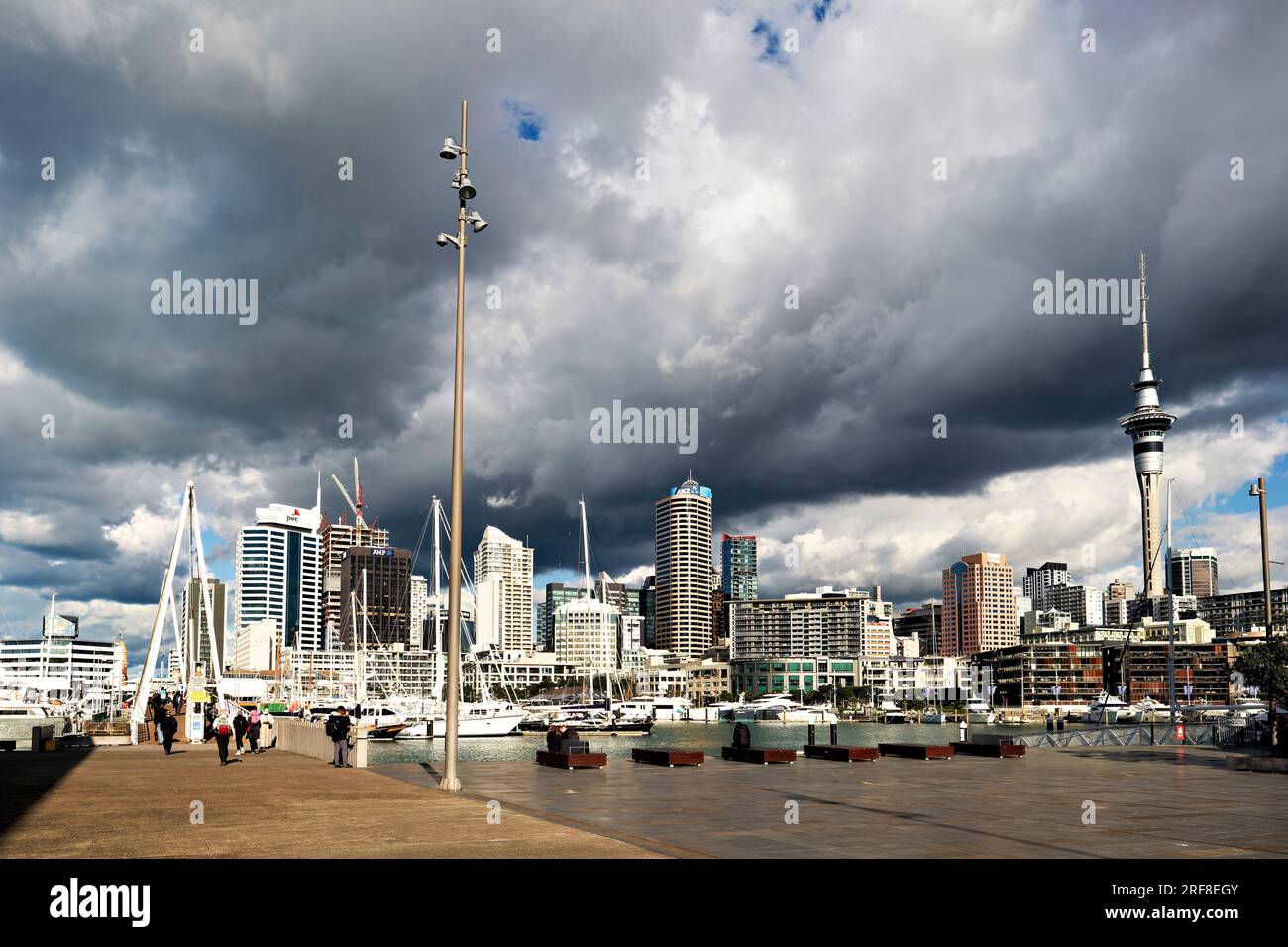 Auckland. New Zealand. The city skyline. View from Viaduct Harbour Stock Photo