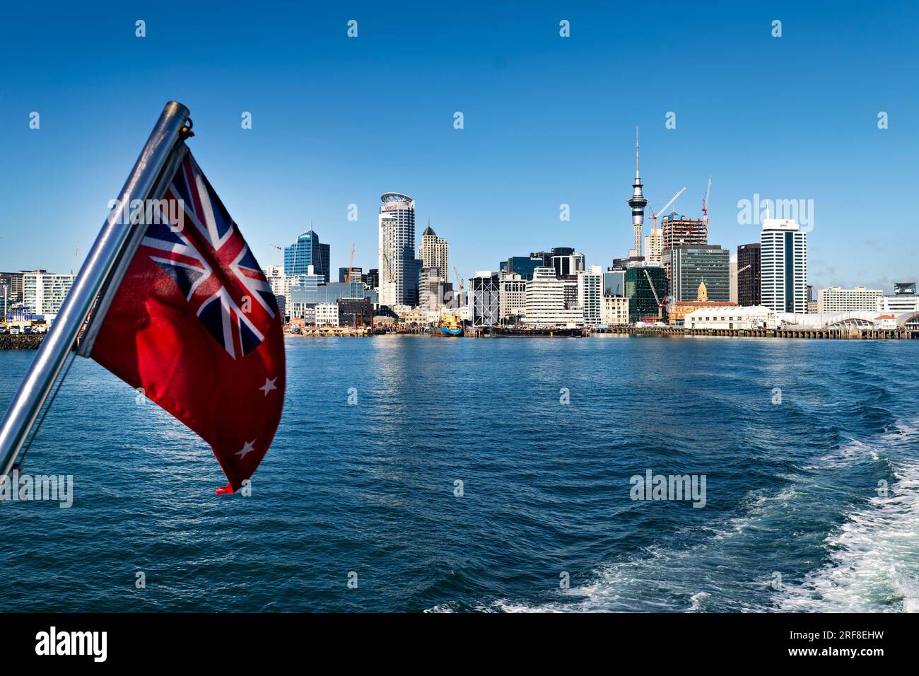Auckland. New Zealand. The skyline from the deck of the ferry to Devonport Stock Photo