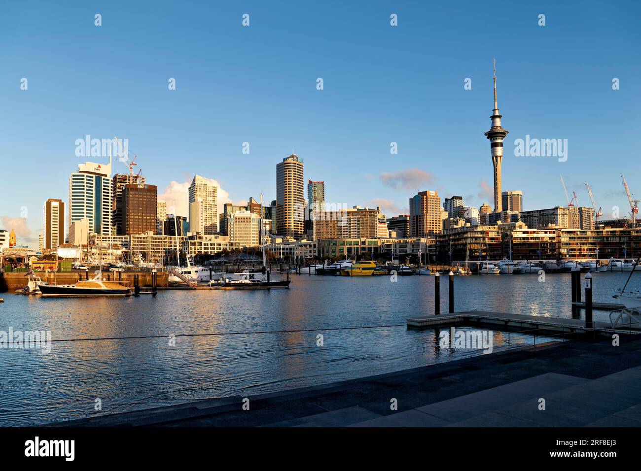 Auckland. New Zealand. The city skyline. View from Viaduct Harbour Stock Photo