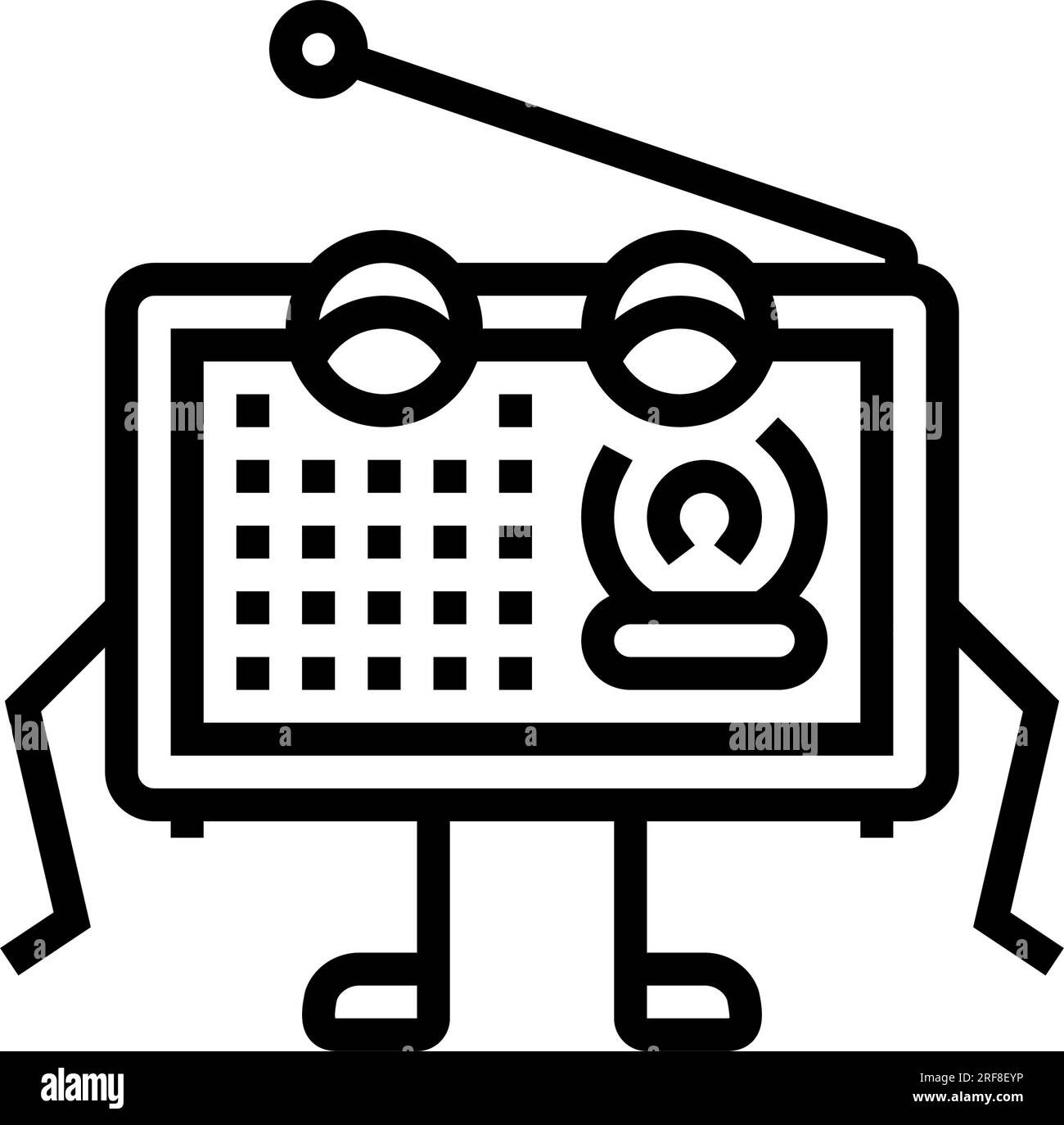 retro radio music character line icon vector illustration Stock Vector ...
