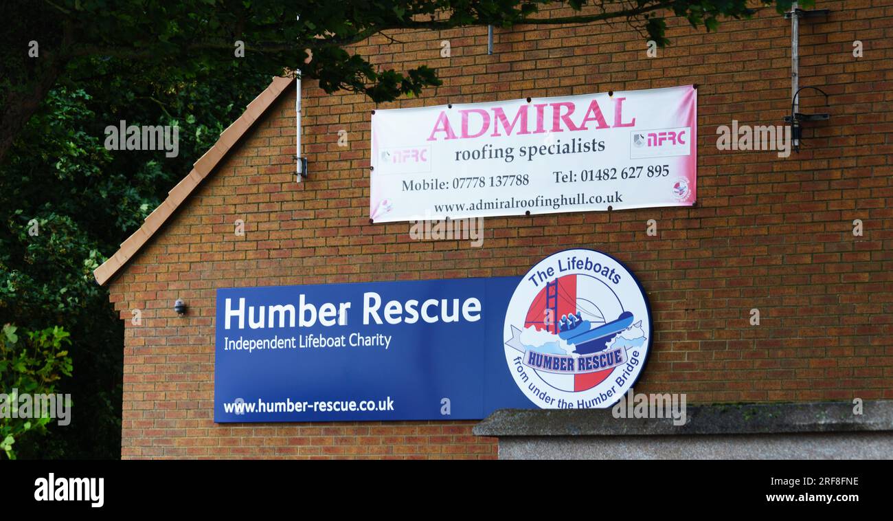 Headquarters of the Humber Rescue team on the banks of the Humber Estuary, and beside the Humber Bridge. Stock Photo