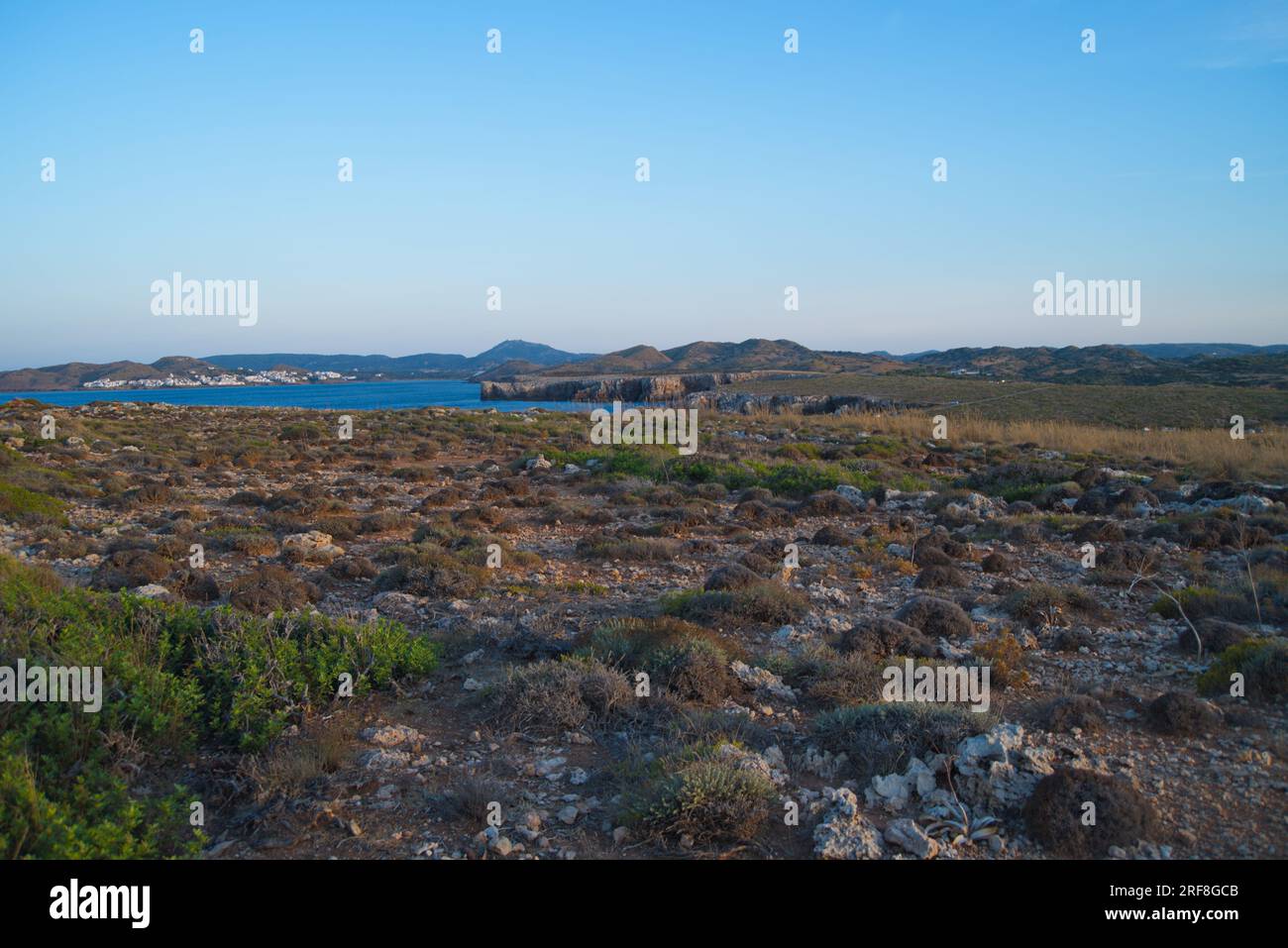 Landscape of the Mediterranean from Cabo de Caballería.  Paisaje del Mediterraneo desde el Cabo de Caballería. Stock Photo