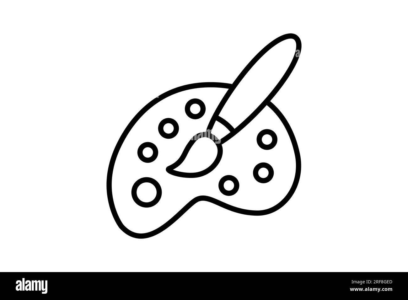 Paint brush and Palette icon. icon related to painting. mixing board different colors. line icon