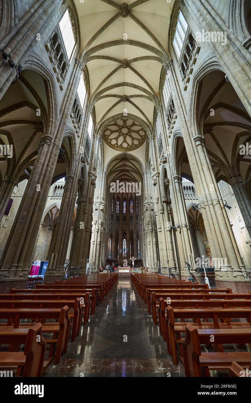 Interior view of the cathedral of Madre de la Iglesia, Vitoria, Gasteiz, Álava, Basque Country, Euskadi, Euskal Herria, Spain. Stock Photo