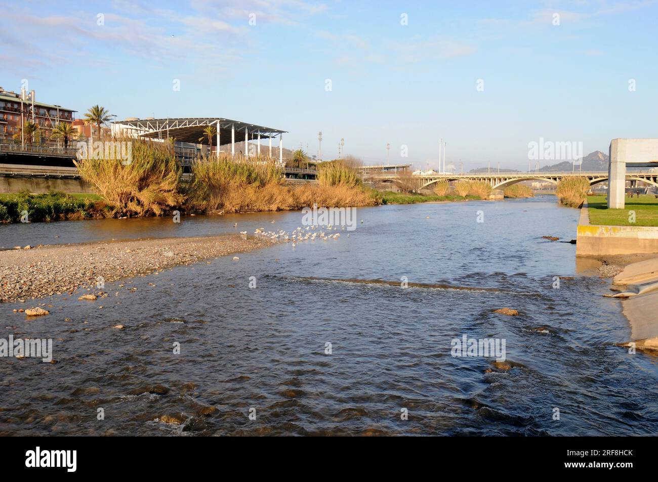 Besós River in Santa Coloma de Gramanet, Barcelona, Catalonia, Spain. Stock Photo