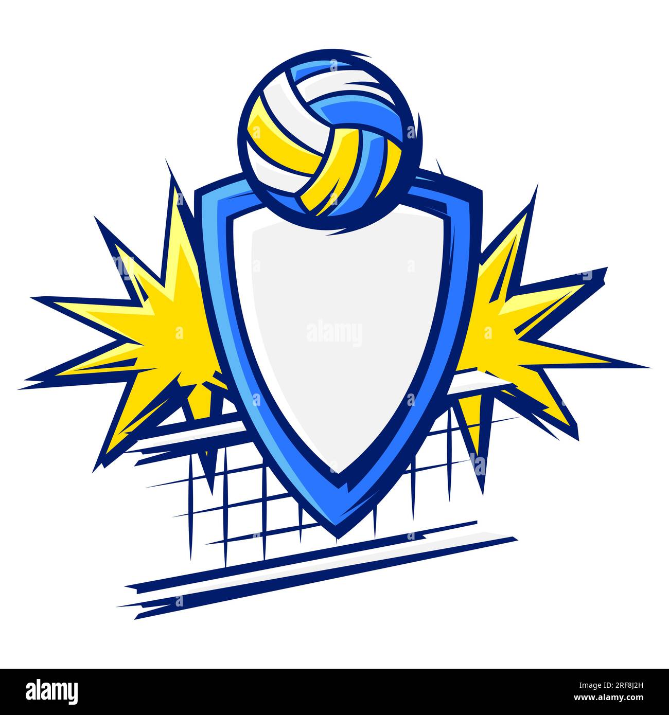 Emblem with volleyball symbols. Sport club label or emblem Stock Vector