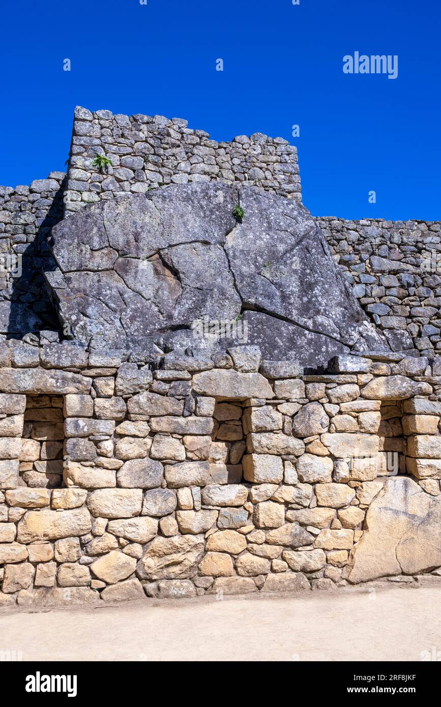 residential architecture, Inca ruins of Machu Picchu, Peru, South America Stock Photo