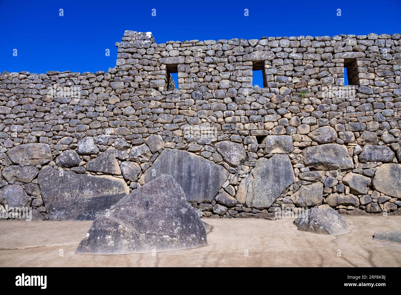 residential architecture, Inca ruins of Machu Picchu, Peru, South America Stock Photo