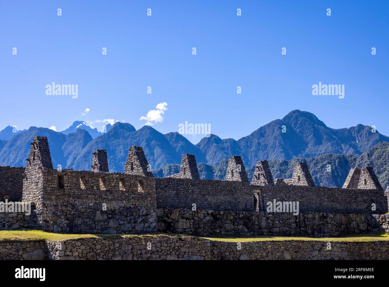 residential architecture, Inca ruins of Machu Picchu, Peru, South America Stock Photo