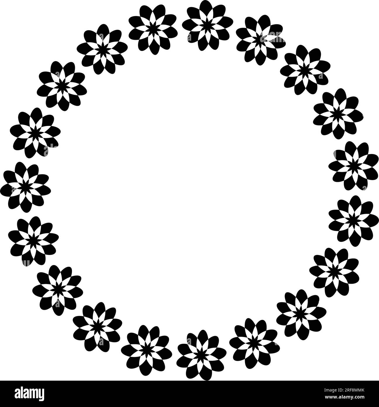 Flower circle border design rounded floral frame ring for decoration ...