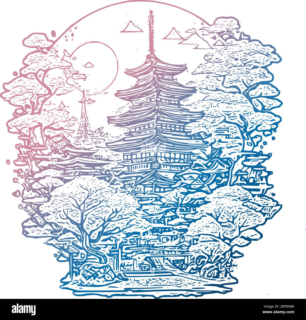 Japanese temple vector illustration Tshirt design Stock Vector Image Japanese temple vector illustration Tshirt design Stock Vector Image