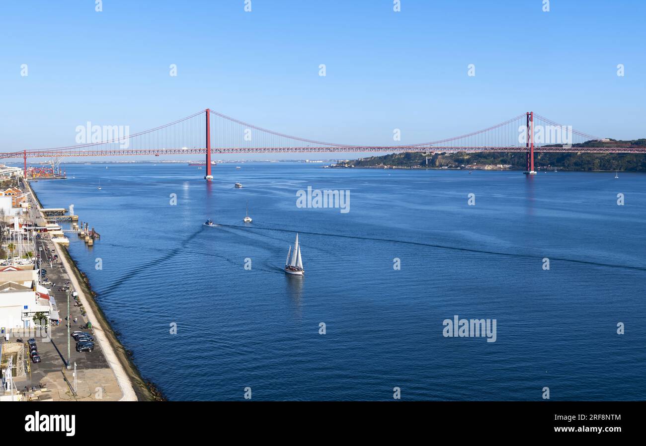 Sailboats on the Tagus River in Lisbon Stock Photo - Alamy