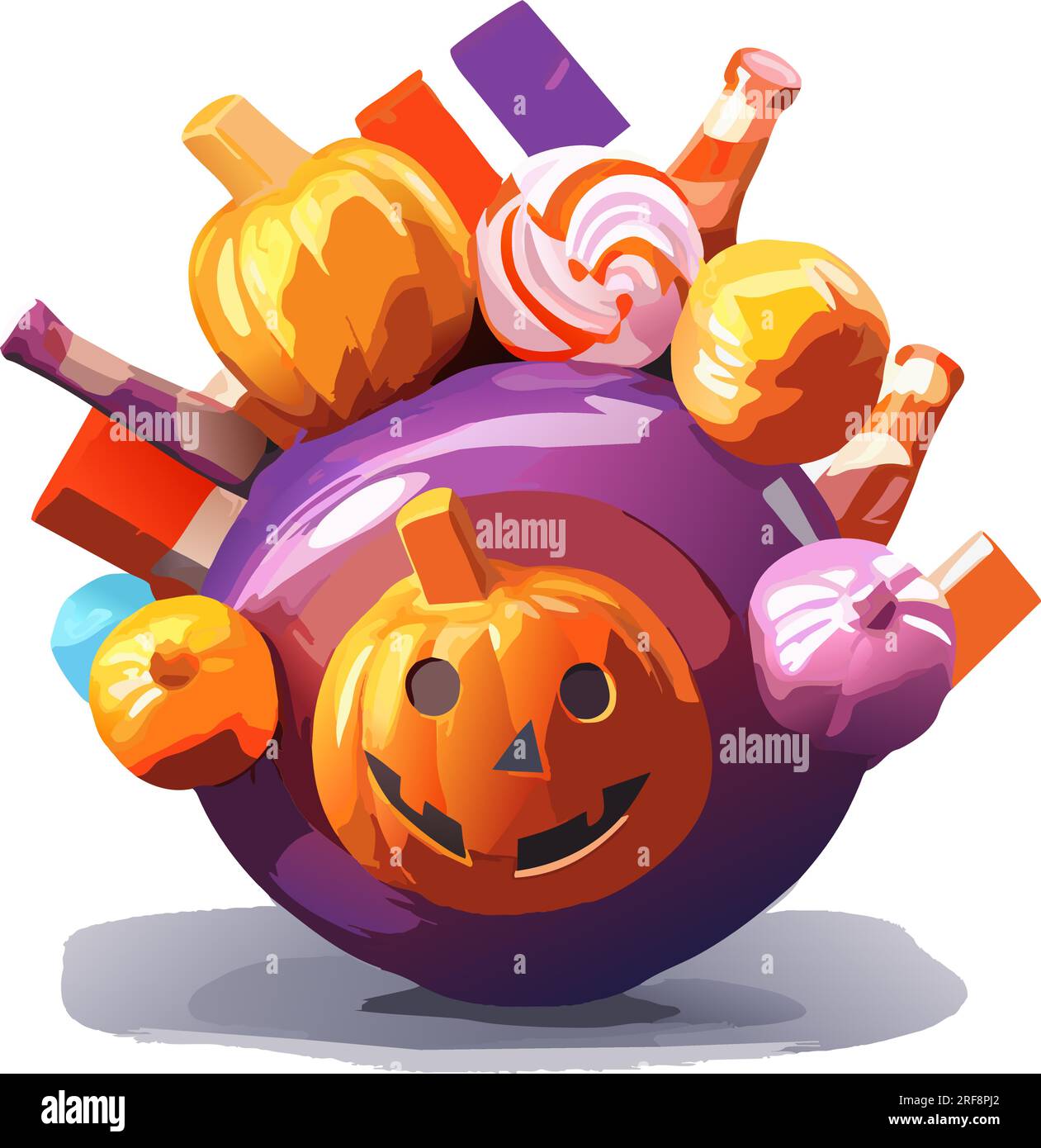 vector halloween candy bag. colorful holiday sweets. smiling candies